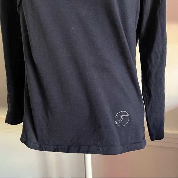 Temperley London • Navy Blue Satin V Neck Blouse - Picture 2 of 6